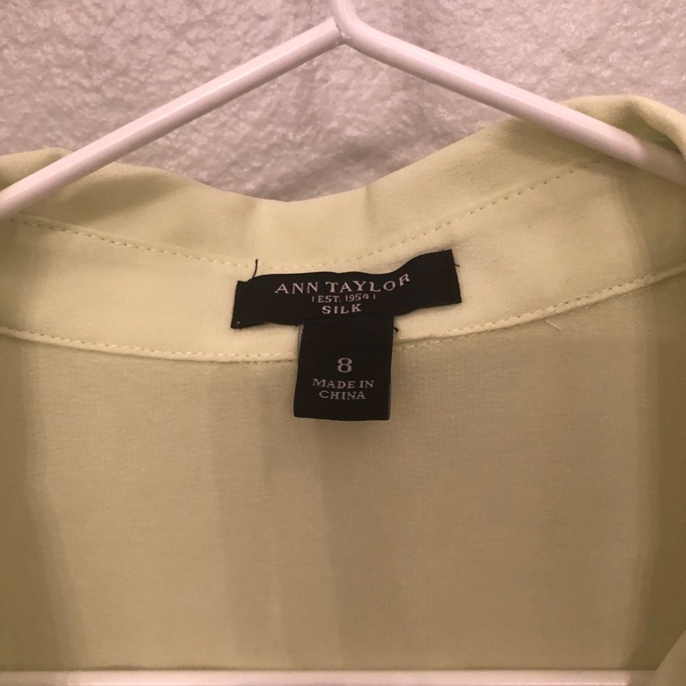 Pale Neon Yellow Ann Taylor Silk Blouse - Picture 2 of 5